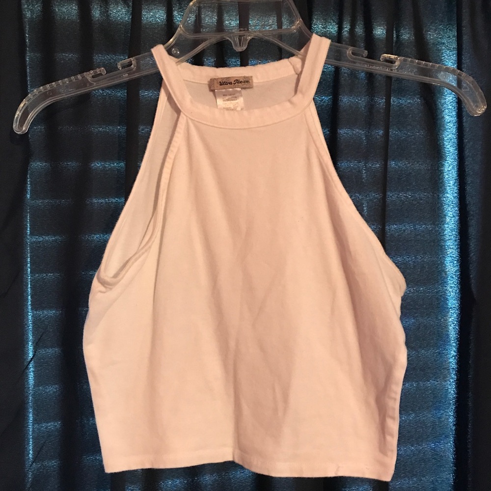 White spaghetti strap crop top